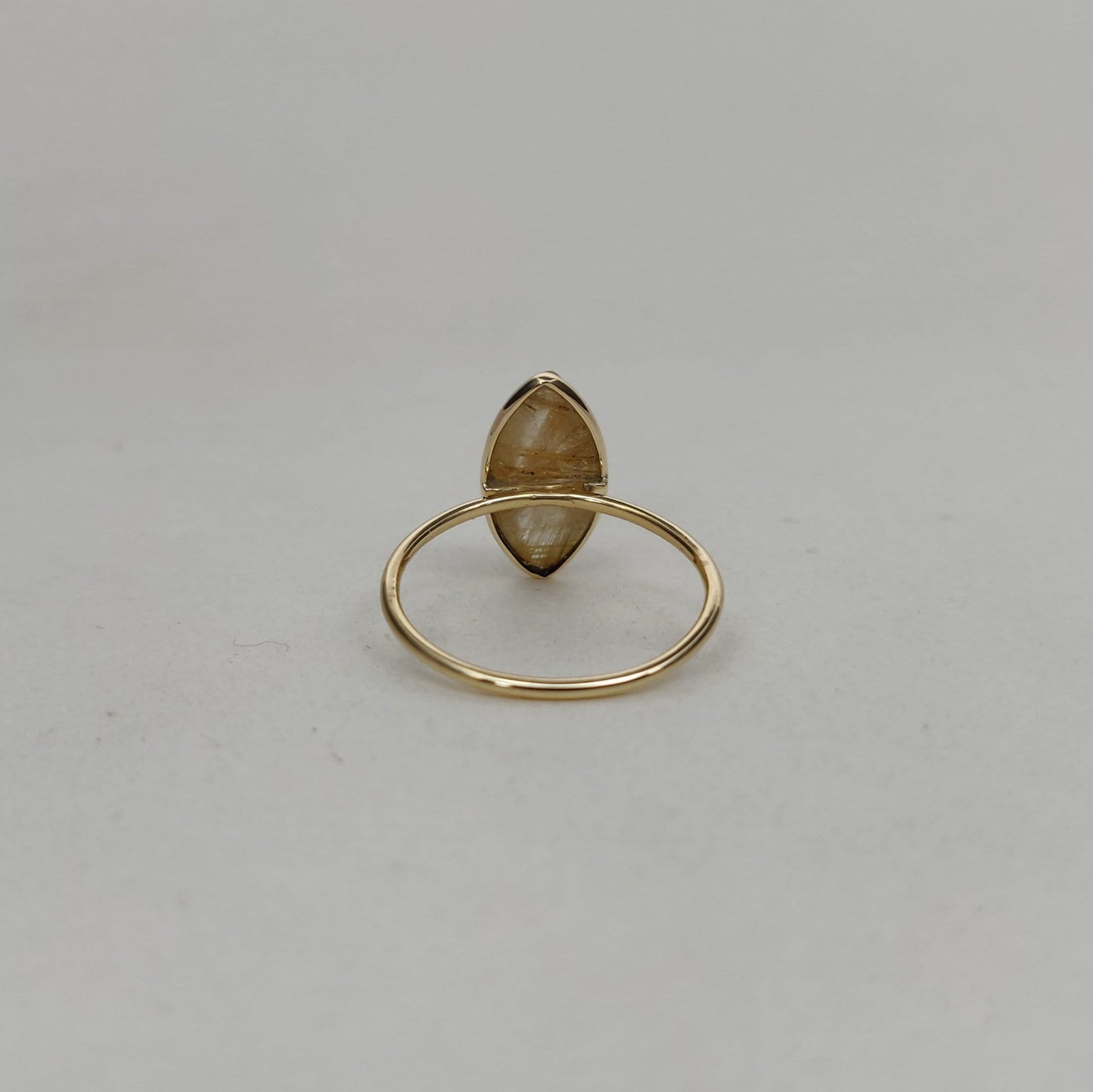 Natural Golden Rutile Ring, 14K Solid Yellow Gold Golden Rutile Ring, April Birthstone Ring, Bezel Ring, Marquoise Ring, Anniversary Present