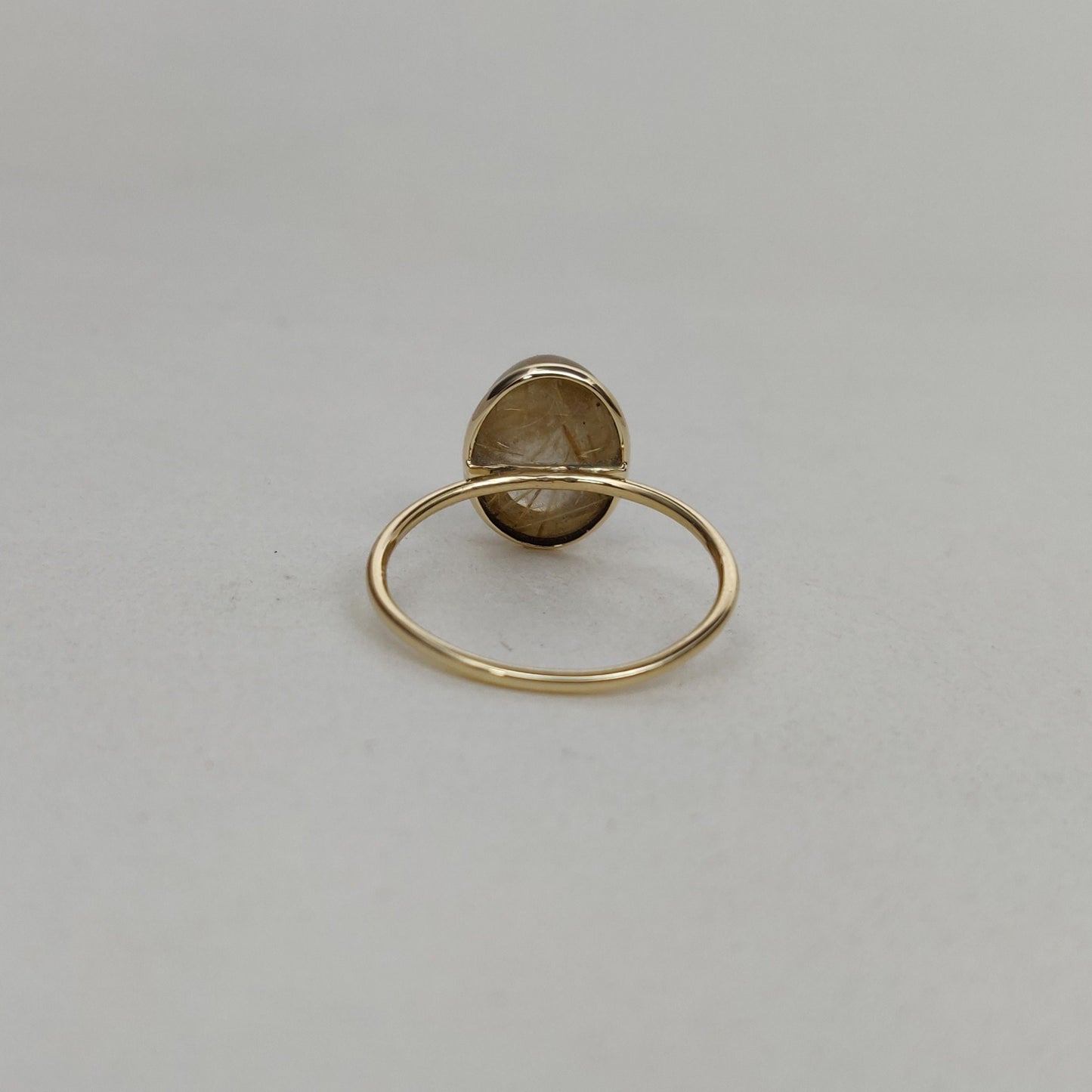 Natural Golden Rutile Ring, 14K Solid Yellow Gold Golden Rutile Ring, April Birthstone Ring, Bezel Ring, Oval Ring, Christmas Present