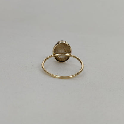 Natural Golden Rutile Ring, 14K Solid Yellow Gold Golden Rutile Ring, April Birthstone Ring, Bezel Ring, Oval Ring, Christmas Present