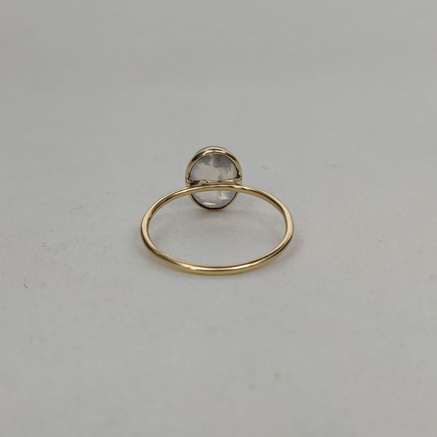 Natural Rainbow Moonstone Ring, 14K Solid Yellow Blue Moonstone Gold Ring, June Birthstone Ring, Bezel Ring, Oval Ring, Christmas Present