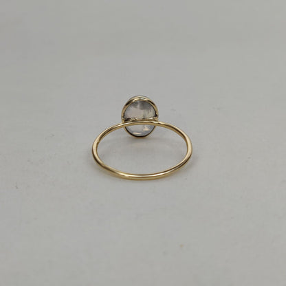 Natural Rainbow Moonstone Ring, 14K Solid Yellow Blue Moonstone Gold Ring, June Birthstone Ring, Bezel Ring, Oval Ring, Christmas Present