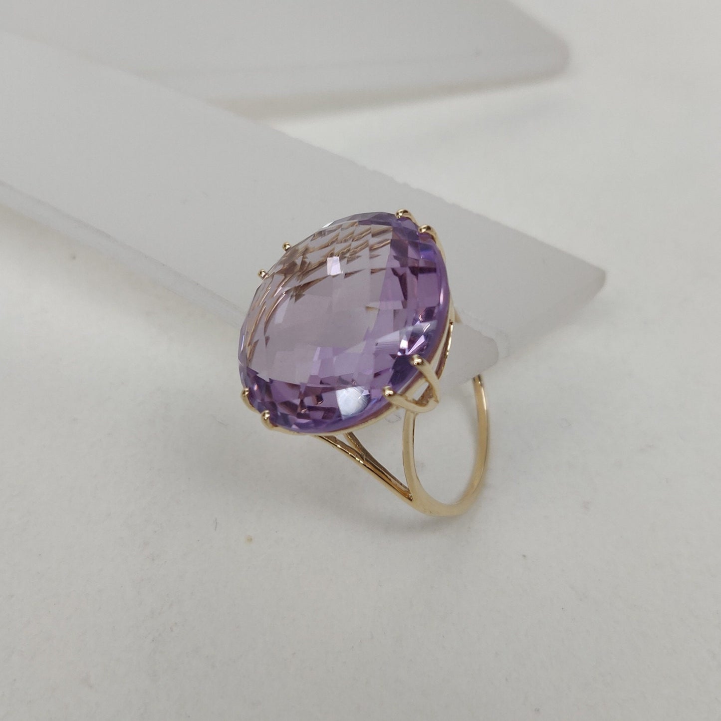 Natural Pink Amethyst Ring, 14K Solid Yellow Gold Pink Amethyst Ring, February Birthstone Ring, Pink Amethyst Jewelry, Christmas Gift