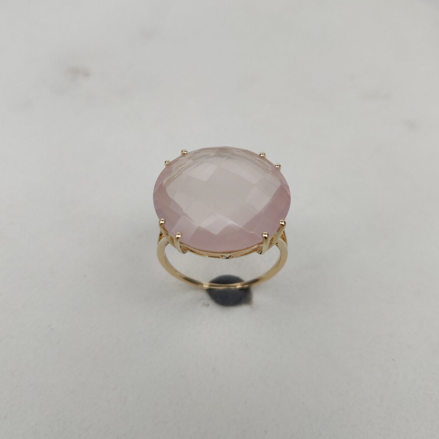 14K Yellow Solid Gold Gemstone Ring, Natural Rose Quartz Ring, January Birthstone, Rose Quartz Jewelry, Christmas Gift, Prong Ring