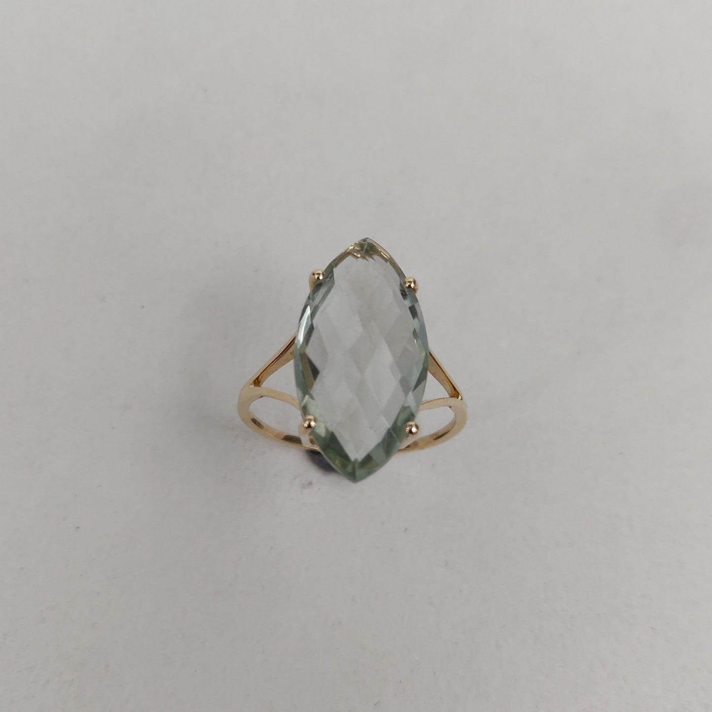 14K Yellow Solid Gold Gemstone Ring, Natural Green Amethyst Ring, February Birthstone, Green Amethyst Jewelry, Christmas Gift