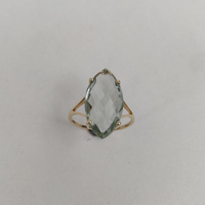 14K Yellow Solid Gold Gemstone Ring, Natural Green Amethyst Ring, February Birthstone, Green Amethyst Jewelry, Christmas Gift