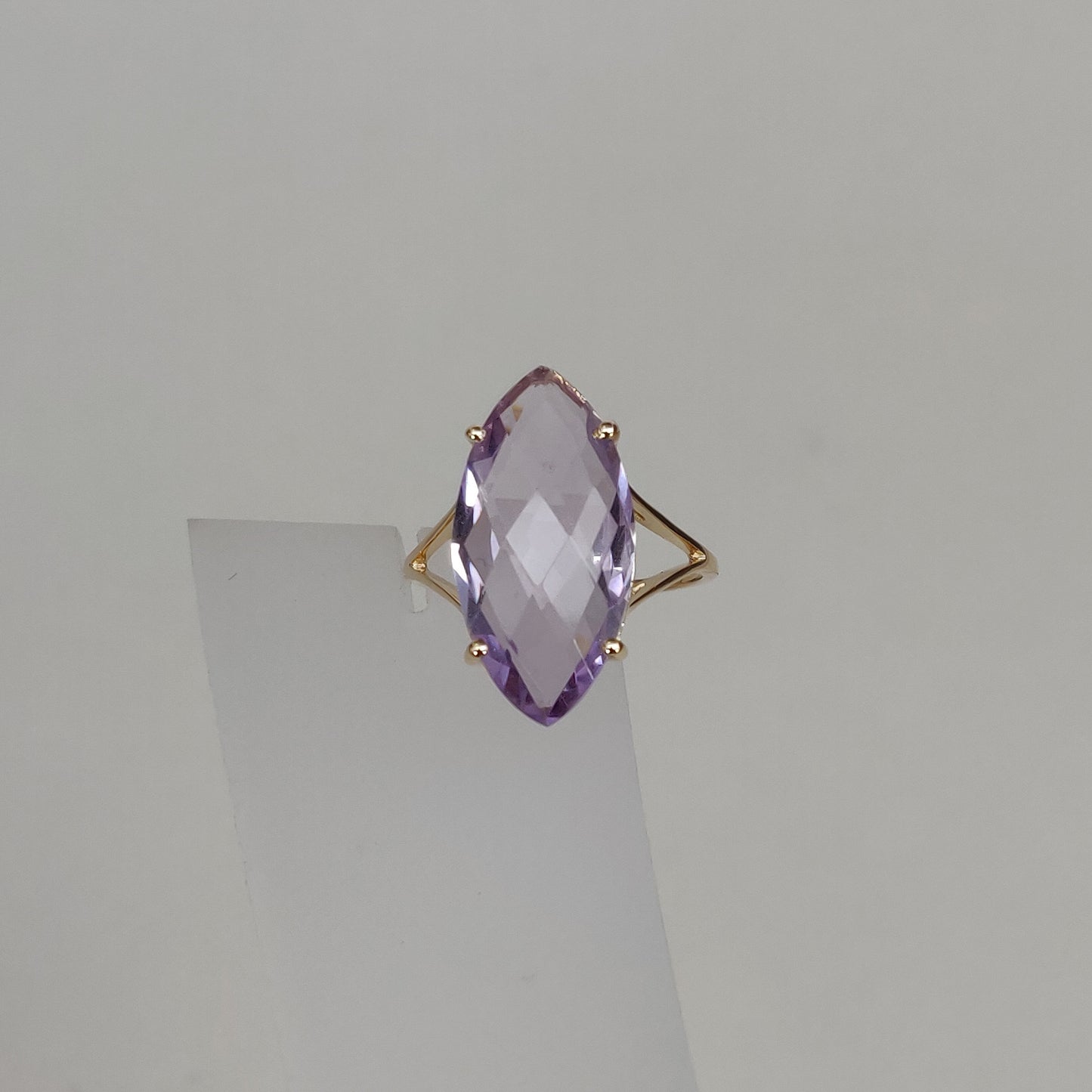 Natural Pink Amethyst Ring, 14K Solid Yellow Gold Pink Amethyst Ring, February Birthstone Ring, Prong Ring, Marquise Ring, Christmas Present