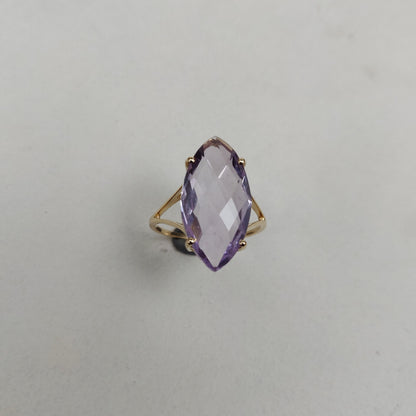 Natural Pink Amethyst Ring, 14K Solid Yellow Gold Pink Amethyst Ring, February Birthstone Ring, Prong Ring, Marquise Ring, Christmas Present