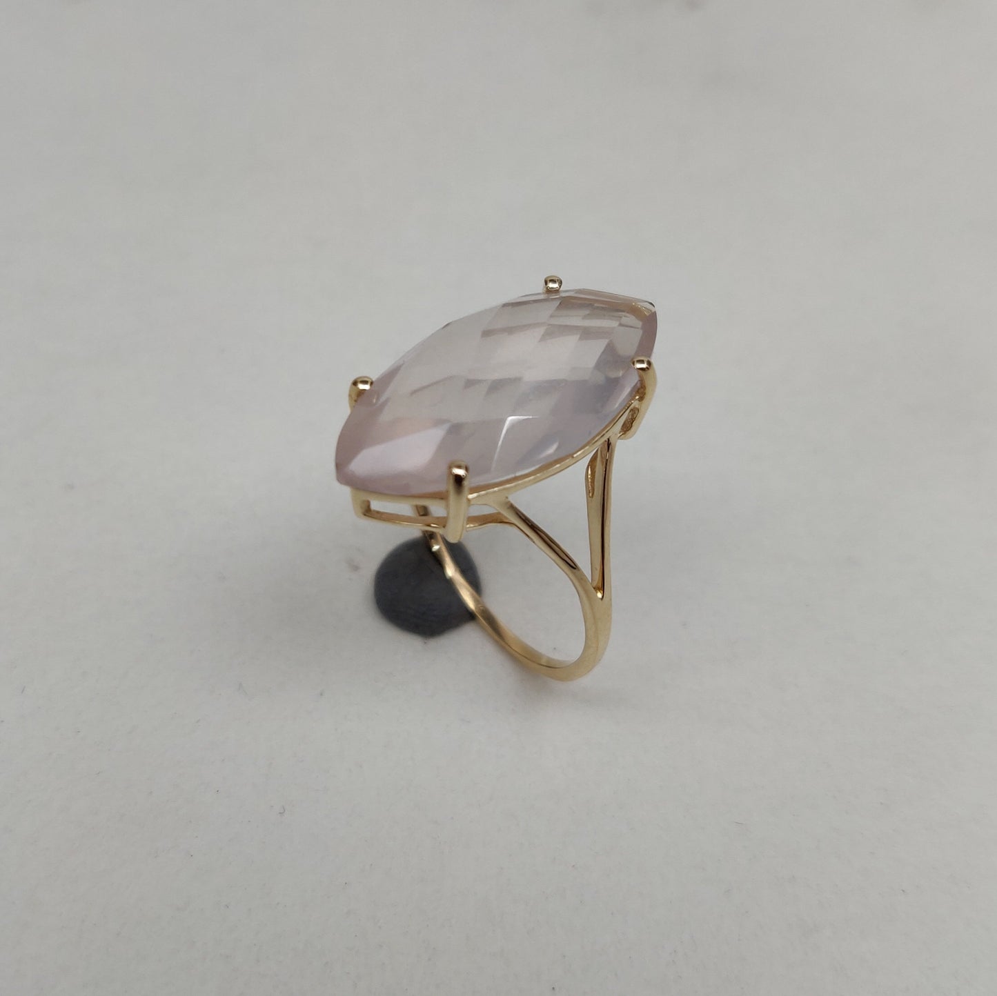 14K Yellow Solid Gold Rose Quartz Ring, Natural Rose Quartz Prong Ring, January Birthstone Ring, Christmas Gift, Rose Quartz Jewelry