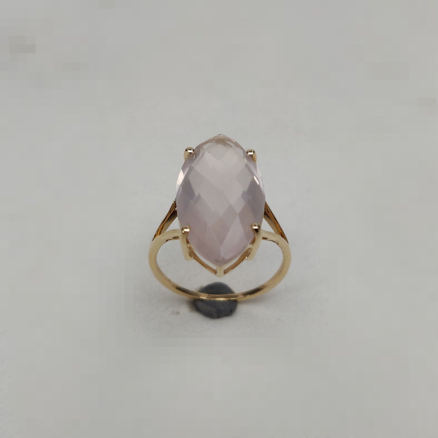 14K Yellow Solid Gold Rose Quartz Ring, Natural Rose Quartz Prong Ring, January Birthstone Ring, Christmas Gift, Rose Quartz Jewelry