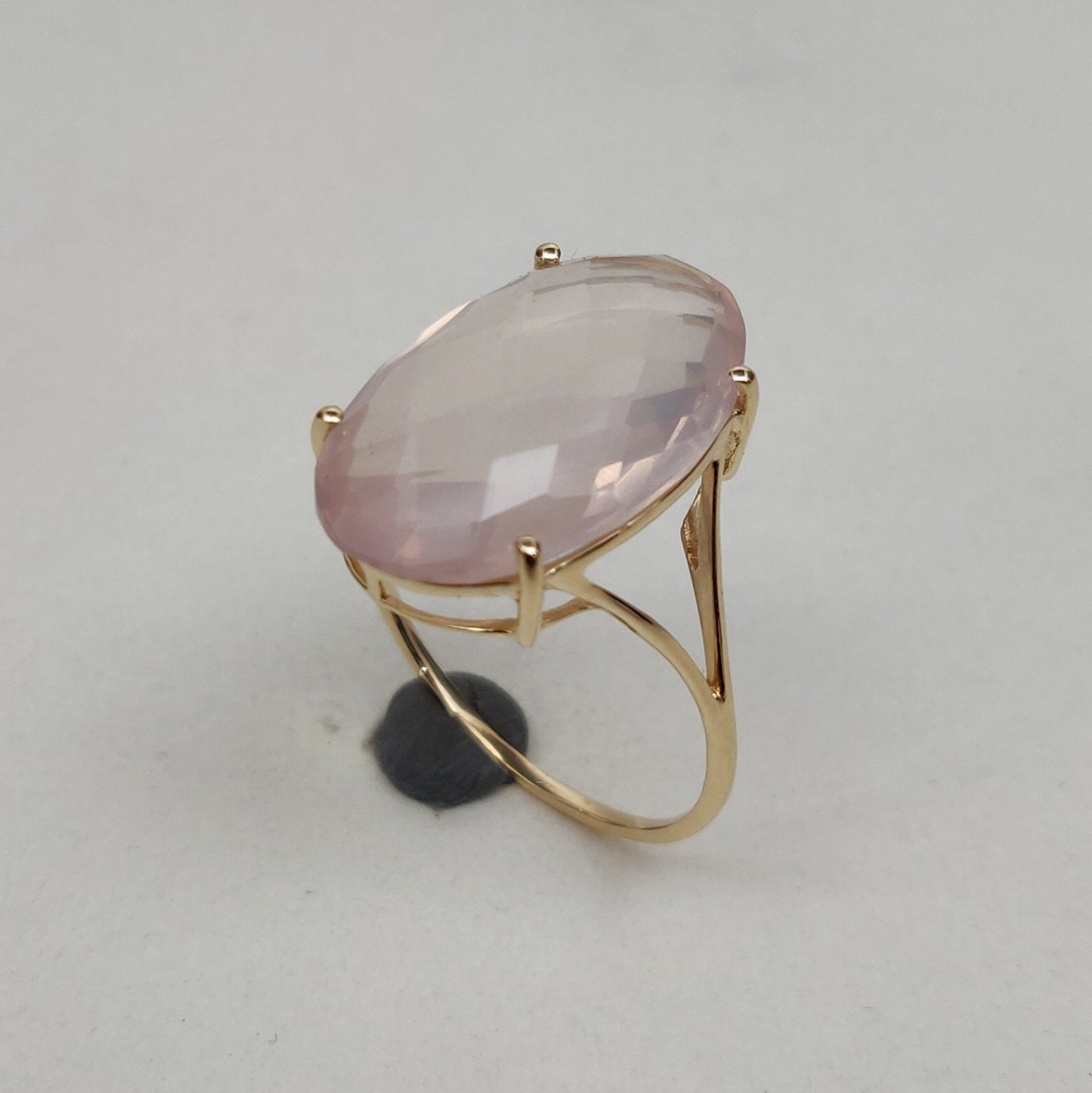 14K Yellow Solid Gold Gemstone Ring, Natural Rose Quartz Ring, January Birthstone, Rose Quartz Jewelry, Christmas Gift, Prong Ring