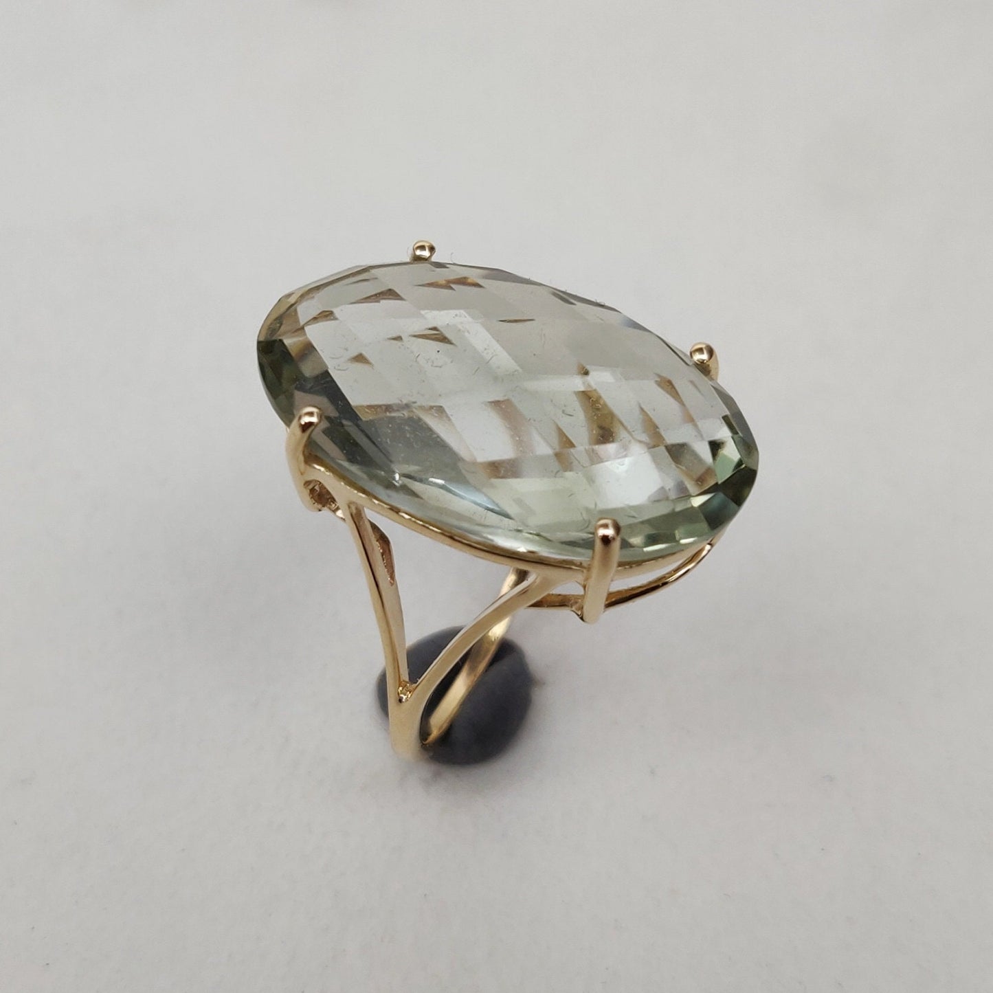 Natural Green Amethyst Ring, 14K Solid Yellow Gold Green Amethyst Ring, February Birthstone Ring, Prong Ring, Oval Ring, Christmas Present