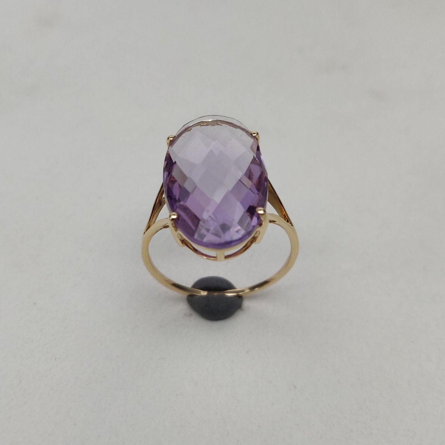 Natural Purple Amethyst Ring, 14K Solid Yellow Gold Pink Amethyst Ring, February Birthstone Ring, Prong Ring, Oval Ring, Anniversary Gift