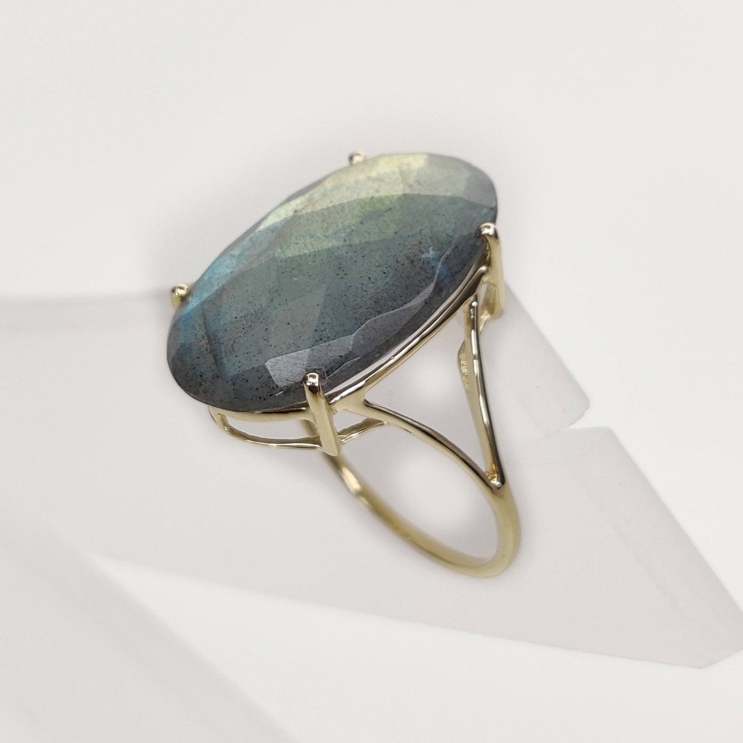 Natural Labradorite Ring, 14K Solid Yellow Gold Labradorite Ring, August Birthstone Ring, Anniversary Gift, Labradorite Jewelry