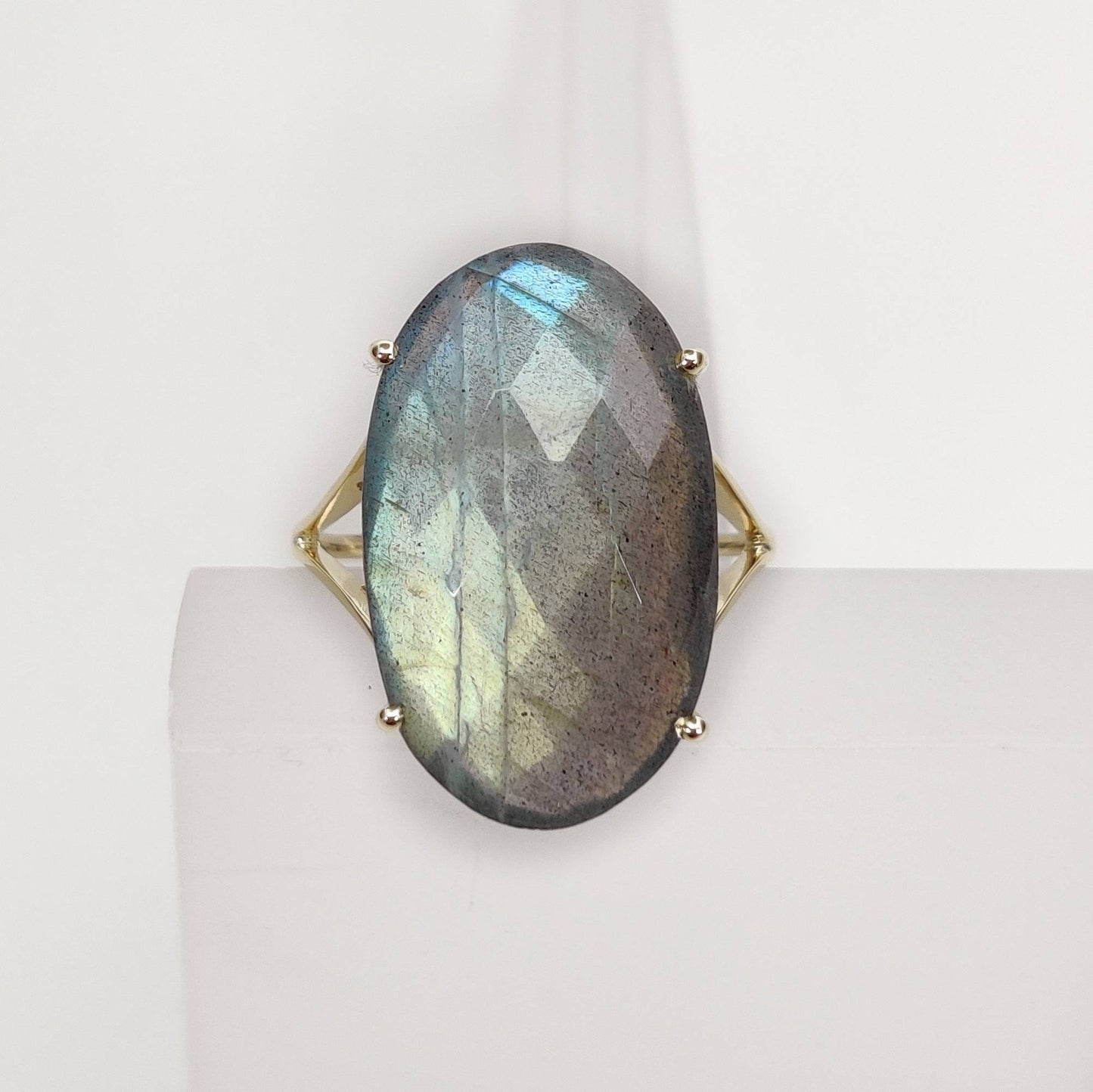 Natural Labradorite Ring, 14K Solid Yellow Gold Labradorite Ring, August Birthstone Ring, Anniversary Gift, Labradorite Jewelry