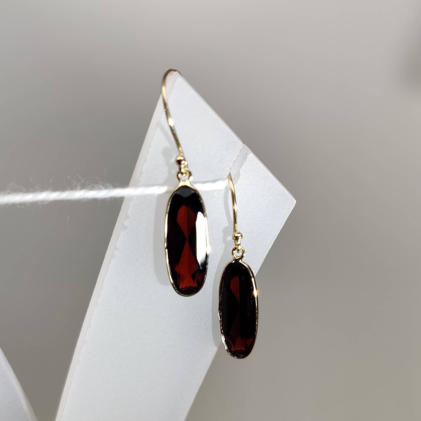 Natural Garnet 14K Solid Gold Earrings, 14K Yellow Gold, Garnet Bezel Earrings , January Birthstone, Garnet Jewelry, Valentine Gift