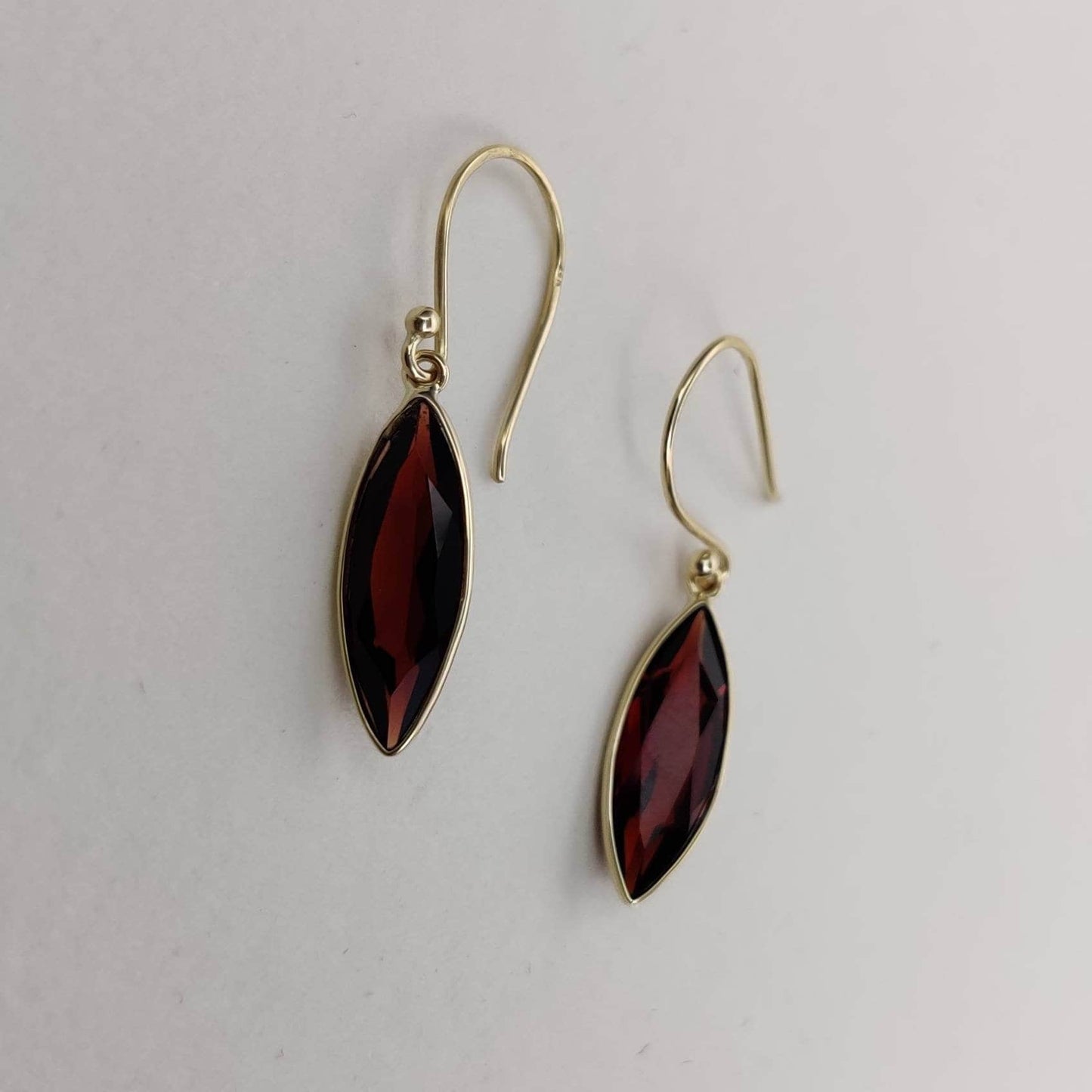 Natural Garnet Earrings, 14K Solid Yellow Gold Earrings, January Birthstone Earrings, Christmas Present, Garnet Jewelry