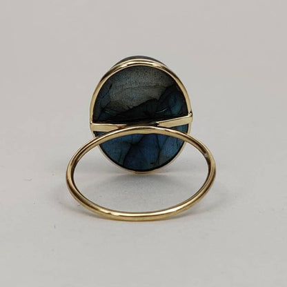 Natural Labradorite Ring, 14K Solid Yellow Gold Labradorite Ring, August Birthstone Ring, Bezel Ring, Oval Ring, Christmas Present