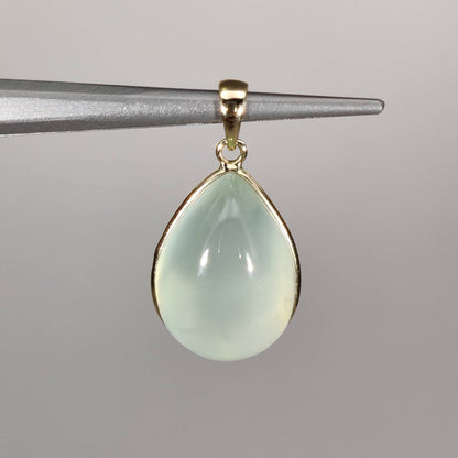 Natural Prehnite Pendant, 14K Solid Yellow Gold Prehnite Pendant, Solid Gold Pendant , May June Birthstone, Christmas Gift, Bezel Pendant