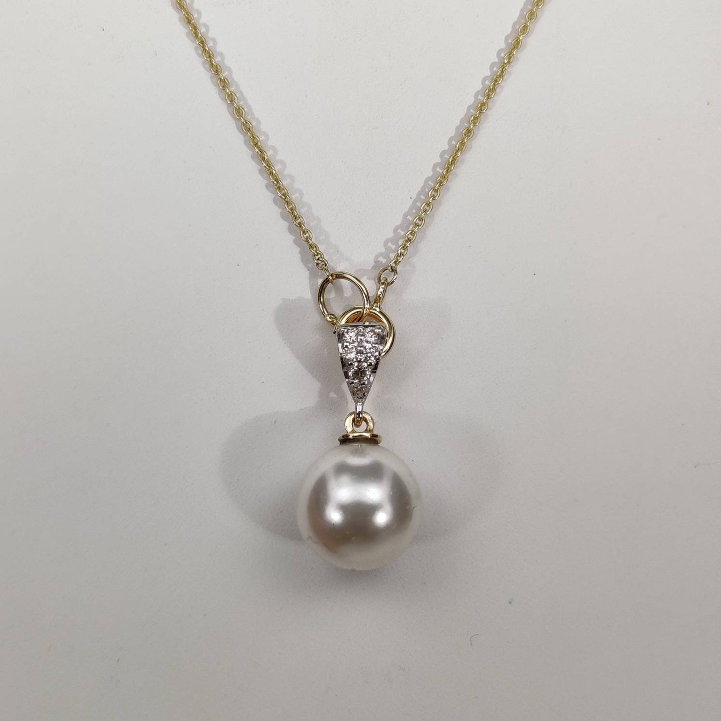 Pearl Diamond Pendant Necklace, 14k solid Gold Pearl Necklace, Pearl Jewelry, Pearl Drop Pendant, June Birthstone, Diamond Jewelry