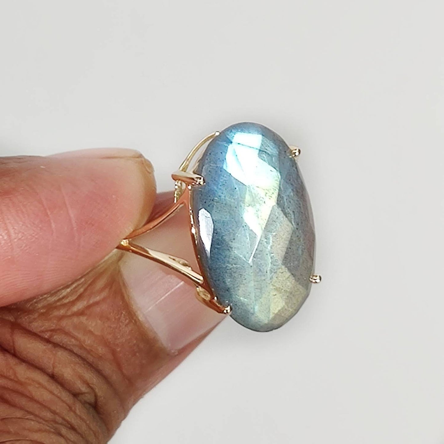 Natural Labradorite Ring, 14K Solid Yellow Gold Labradorite Ring, August Birthstone Ring, Anniversary Gift, Labradorite Jewelry