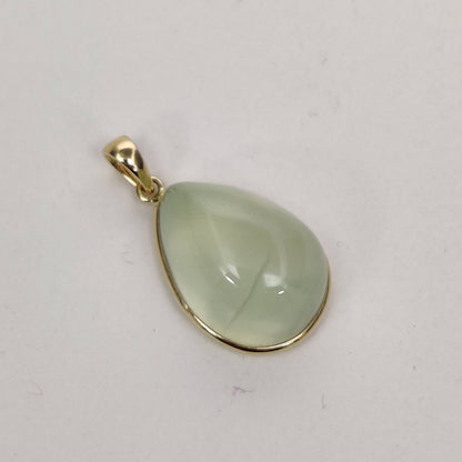 Natural Prehnite Pendant, 14K Solid Yellow Gold Prehnite Pendant, Solid Gold Pendant , May June Birthstone, Christmas Gift, Bezel Pendant