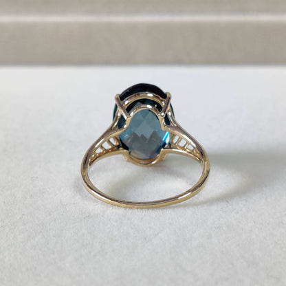 14K Yellow Solid Gold London Blue Topaz Ring, Natural London Blue Topaz Ring, December Birthstone Ring, Blue Topaz Jewelry, Prong Rings