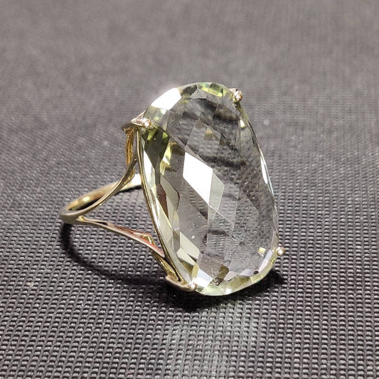 Natural Green Amethyst Ring, 14K Solid Yellow Gold Green Amethyst Ring, February Birthstone Ring, Christmas Gift, Green Amethyst Jewelry