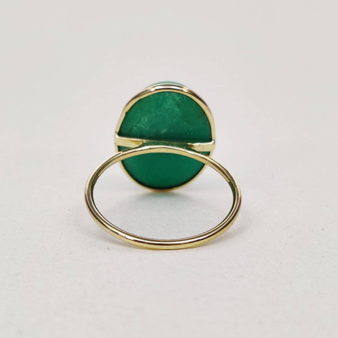 14K Yellow Solid Gold Chrysoprase Ring, Natural Chrysoprase Ring, Chrysoprase Bezel Ring, May Birthstone, Chrysoprase Jewelry