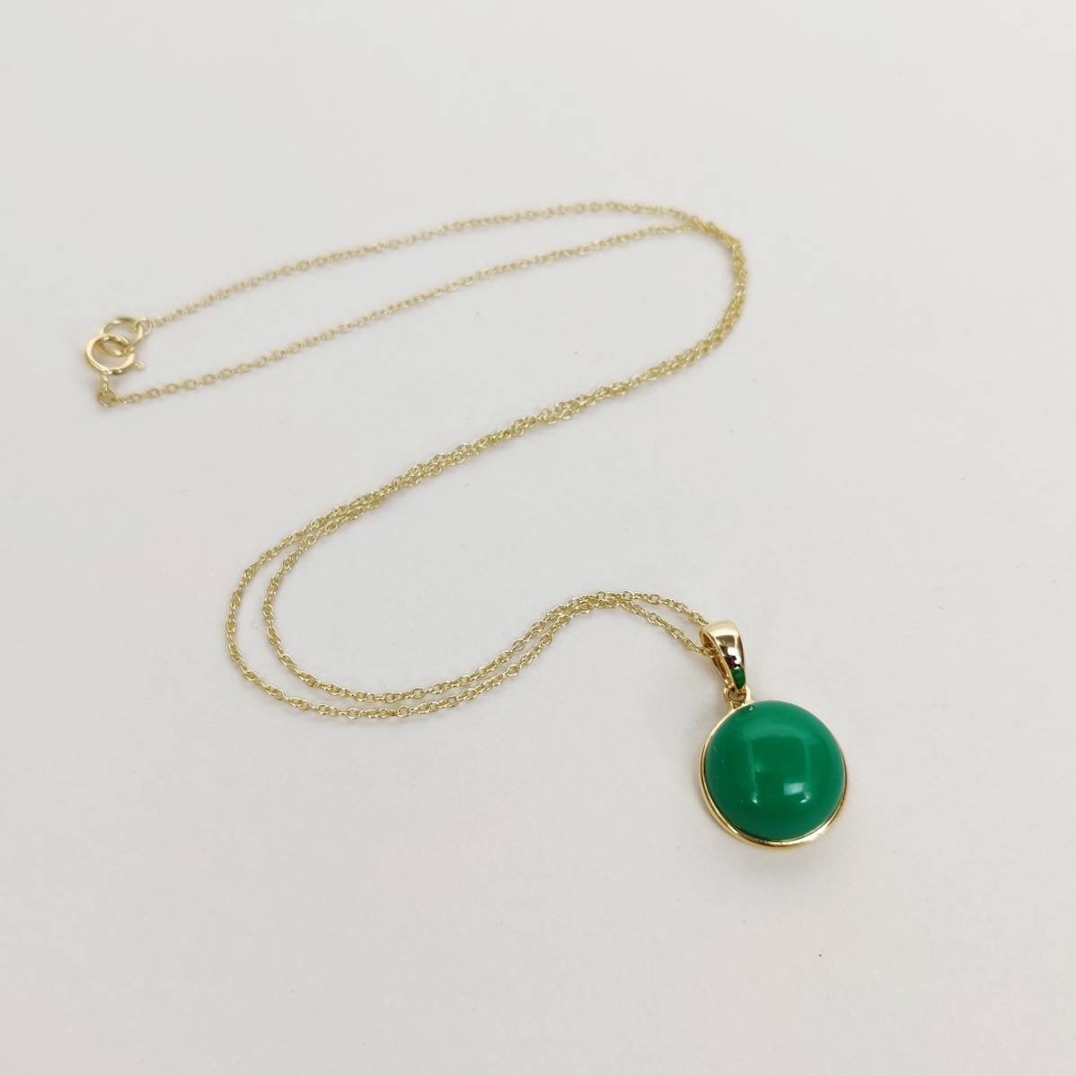 Natural Chrysoprase Pendant, 14K Solid Gold Chrysoprase Pendant, Solid Gold Pendant Necklace, June Birthstone, Christmas Gift, Bezel Pendant