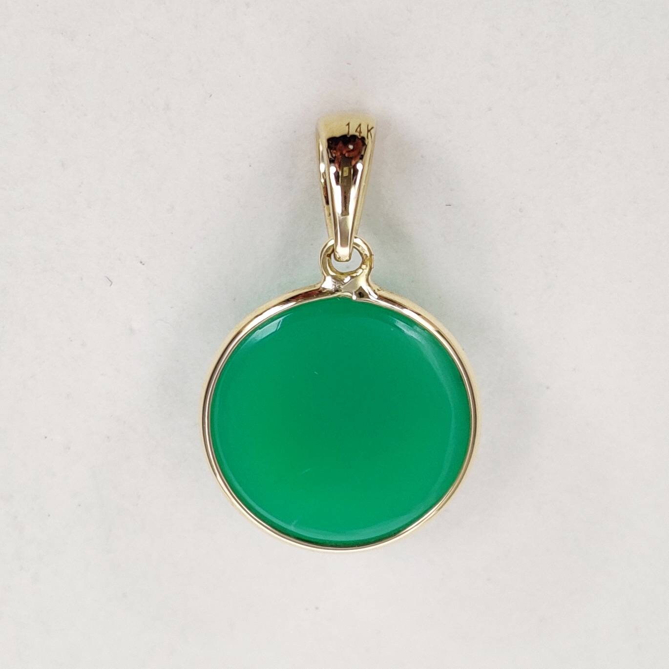 Natural Chrysoprase Pendant, 14K Solid Gold Chrysoprase Pendant, Solid Gold Pendant Necklace, June Birthstone, Christmas Gift, Bezel Pendant