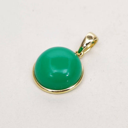 Natural Chrysoprase Pendant, 14K Solid Gold Chrysoprase Pendant, Solid Gold Pendant Necklace, June Birthstone, Christmas Gift, Bezel Pendant