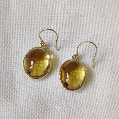 14K Gold Citrine Earrings, Natural Citrine Bezel Earrings, 14K Solid Yellow Gold Earring, November Birthstone, Christmas Gift, Bezel Earring