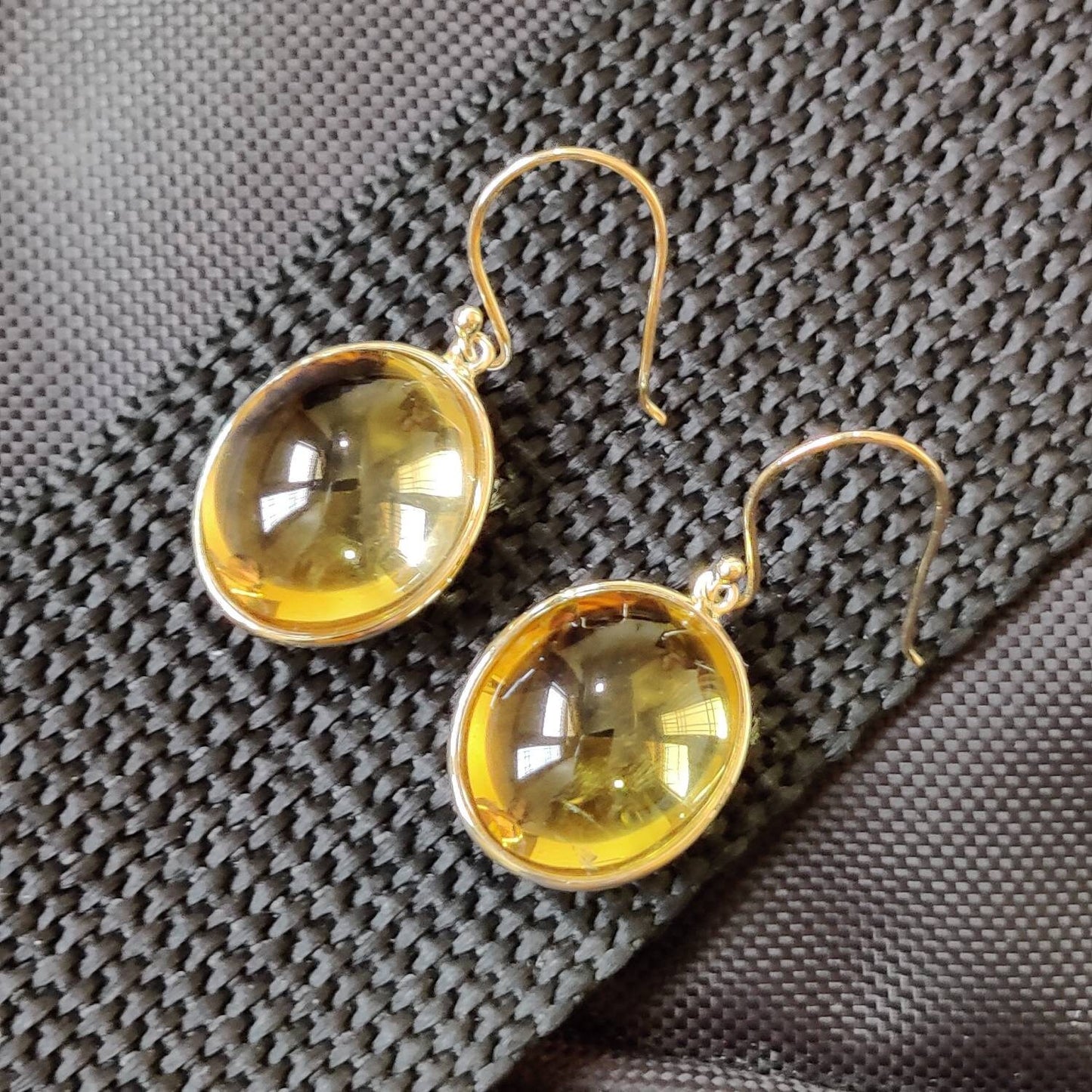 14K Gold Citrine Earrings, Natural Citrine Bezel Earrings, 14K Solid Yellow Gold Earring, November Birthstone, Christmas Gift, Bezel Earring