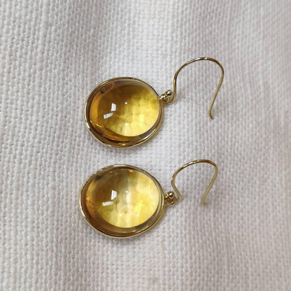 14K Gold Citrine Earrings, Natural Citrine Bezel Earrings, 14K Solid Yellow Gold Earring, November Birthstone, Christmas Gift, Bezel Earring