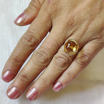 Natural Citrine Ring, 14K Solid Yellow Gold Citrine Ring, November Birthstone Ring, Bezel Ring, Oval Ring, Christmas Gift, Citrine Jewelry