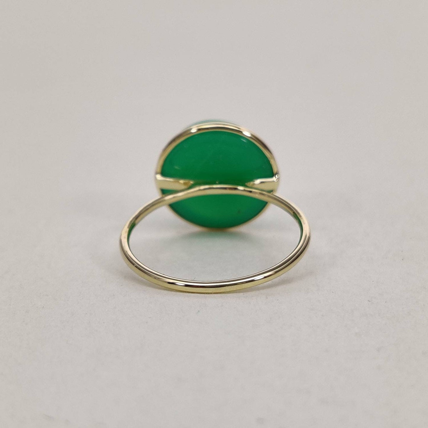 Natural Chrysoprase Ring, 14K Solid Yellow Gold Chrysoprase Ring, May Birthstone Ring, Bezel Ring, Round Ring, Christmas Gift