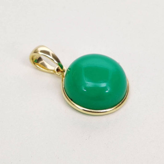 Natural Chrysoprase Pendant, 14K Solid Gold Chrysoprase Pendant, Solid Gold Pendant Necklace, June Birthstone, Christmas Gift, Bezel Pendant