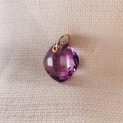 Natural Pink Amethyst Pendant, 14K Solid Gold Pink Amethyst Pendant, February Birthstone, Pink Amethyst Drill Pendent, Christmas Gift