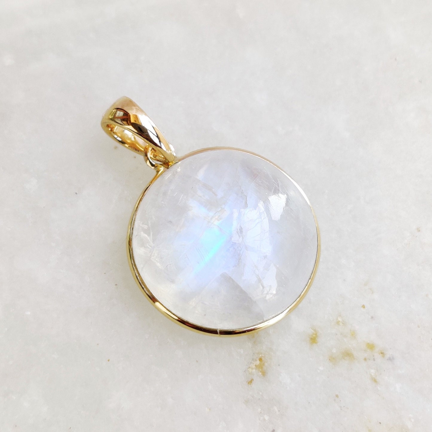 Moonstone Necklace, Rainbow Moonstone 14k Solid Gold Pendant Necklace , Natural Blue Moonstone Gold Jewelry, Christmas Gift, June Birthstone