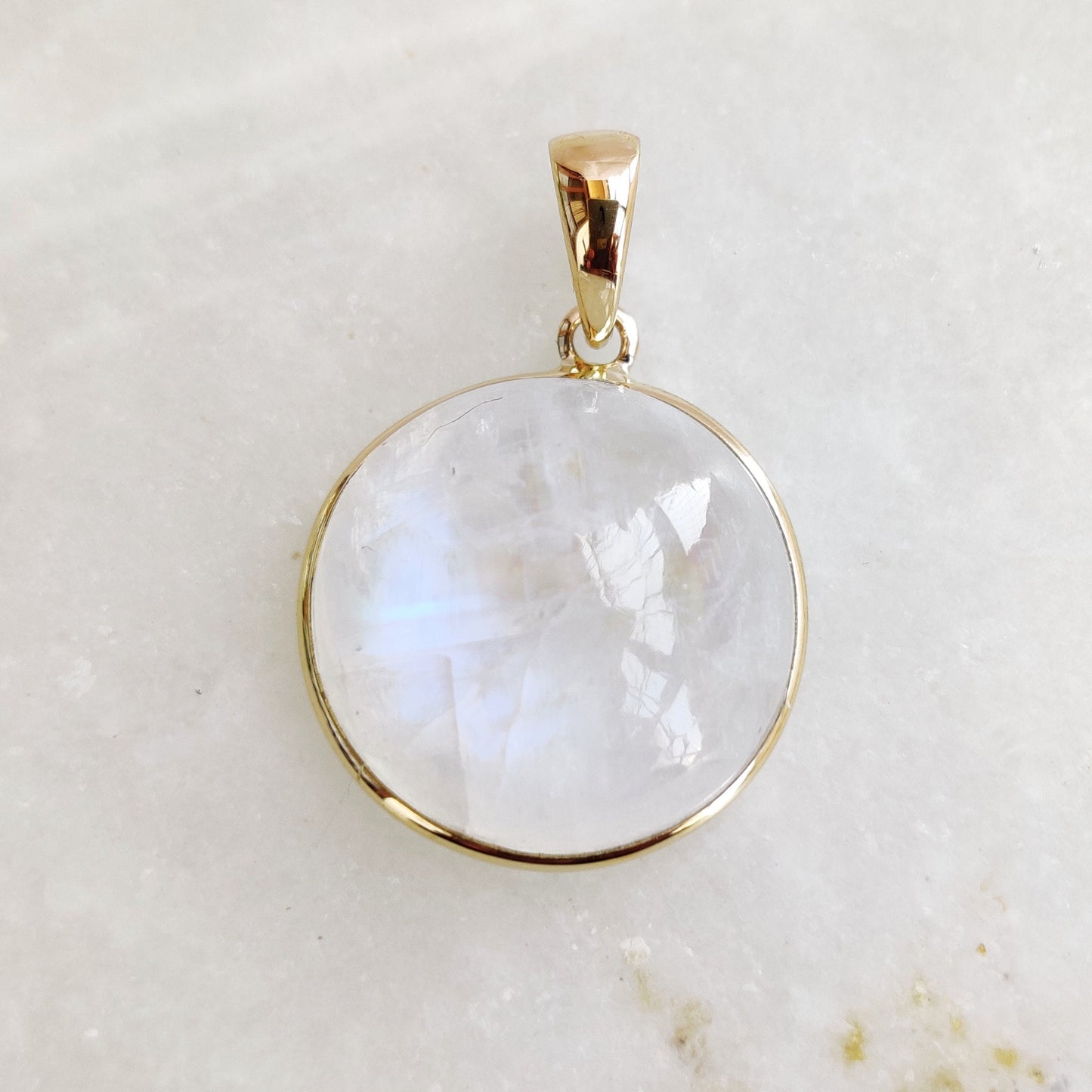 Moonstone Necklace, Rainbow Moonstone 14k Solid Gold Pendant Necklace , Natural Blue Moonstone Gold Jewelry, Christmas Gift, June Birthstone