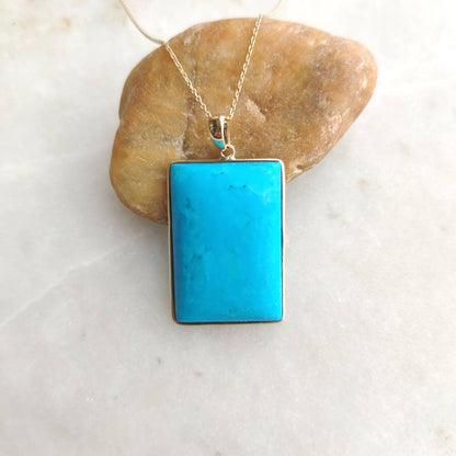 Natural Arizona Turquoise Pendant, 14K Solid Gold Sleeping Beauty Turquoise Pendant , December Birthstone, Turquoise Gold Jewelry,