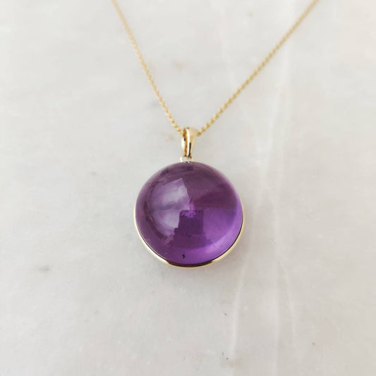 Natural Purple Amethyst Pendant, 14K Solid Yellow Gold Amethyst Pendant, February Birthstone Pendant, Amethyst Jewelry, Christmas Gift