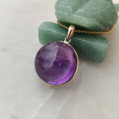 Natural Purple Amethyst Pendant, 14K Solid Yellow Gold Amethyst Pendant, February Birthstone Pendant, Amethyst Jewelry, Christmas Gift