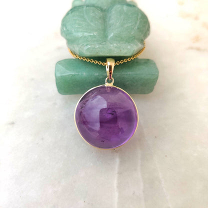 Natural Purple Amethyst Pendant, 14K Solid Yellow Gold Amethyst Pendant, February Birthstone Pendant, Amethyst Jewelry, Christmas Gift