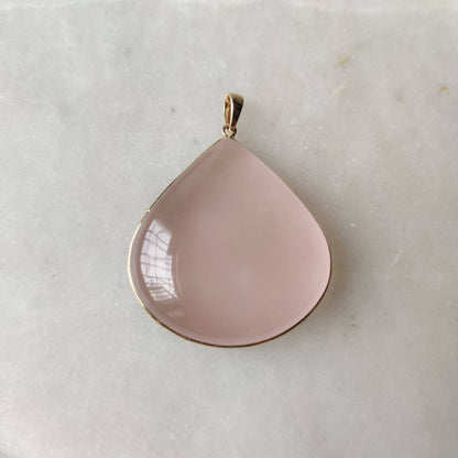 Natural Rose Quartz Pendant, 14K Solid Gold Rose Quartz Pendant, Solid Gold Pendant, January Birthstone, Bezel Pendant, Christmas Gift