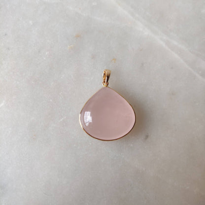 Natural Rose Quartz Pendant, 14K Solid Gold Rose Quartz Pendant, Gold Bezel Pendant, January Birthstone, Rose Quartz Jewelry, Christmas Gift