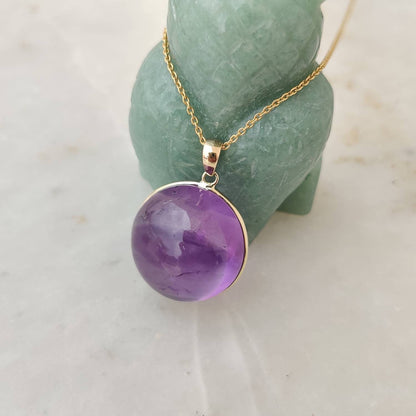 Natural Purple Amethyst Pendant, 14K Solid Yellow Gold Amethyst Pendant, February Birthstone Pendant, Amethyst Jewelry, Christmas Gift