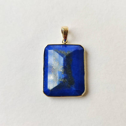 Natural Lapis Lazuli Pendant, 14K Solid Yellow Gold Pendant, Lapis Bezel Set Pendant, September Birthstone Pendant, Christmas Present