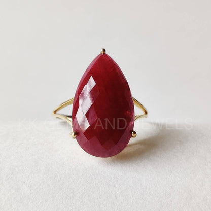 Natural Ruby Ring, 14K Solid Yellow Gold Ruby Ring, Engagement Ring, Minimalist Jewelry, Ruby Jewelry, July Birthstone, Anniversary Gift