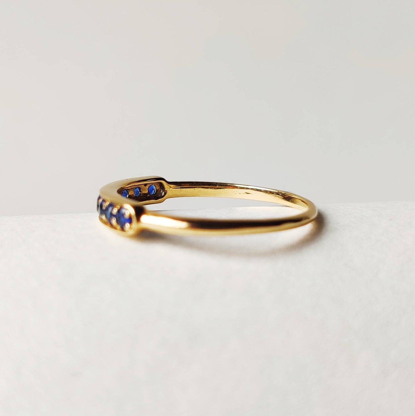 Natural Blue Sapphire Ring, 14K Solid Yellow Gold Ring Blue Sapphire Ring, Engagement Ring, Half Eternity Band, September Birthstone